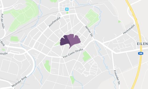 Das Bestattungsinstitut Krüttgen eingezeichnet auf einer Google Map